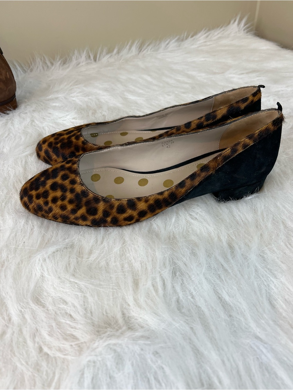 Boden Cathy calf hair Leopard Print Low Block Heel Women's shoes 10.5